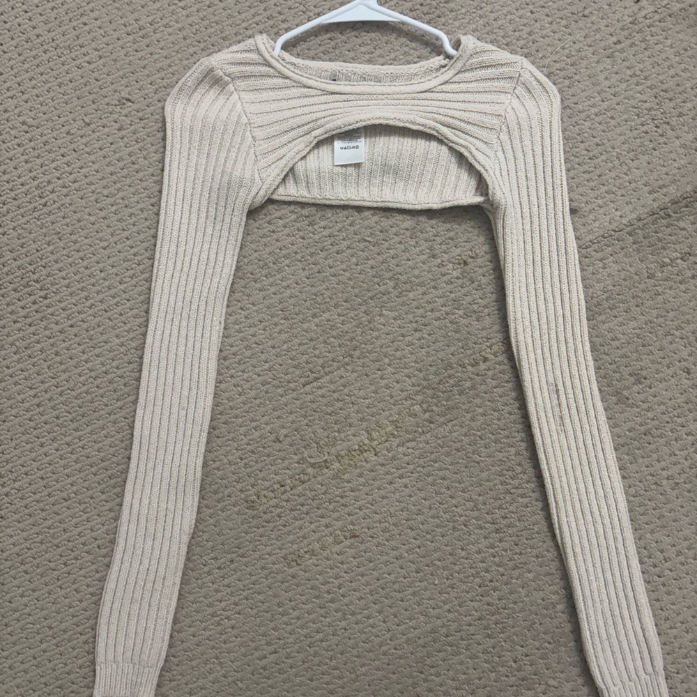 Urban Outfitters Ribbed Cropped Bolero Shrug - Cream